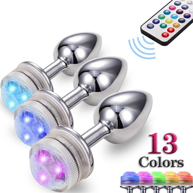 Plug anal metálico con luces led y control